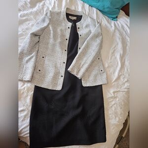 Chic Kasper Black Dress with Tweed Jacket
